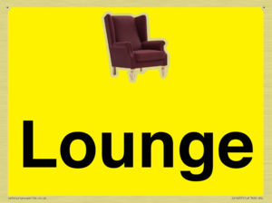 Lounge Dementia Friendly Yellow SIgn
